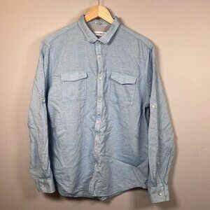 Calvin Klein Men's XL Light Blue Slim Fit Button-Up Shirt Long Sleeve Casual